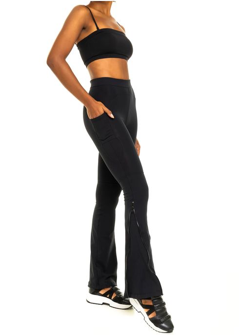 Tech Bio Attivo Flare Legging with ziper preto nero - ballettoen